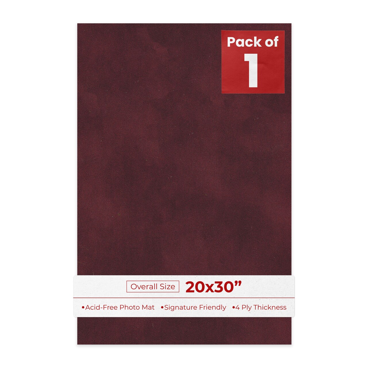 Dark Red Suede 20x30 Uncut Mat Board - Blank Sheets, No Opening